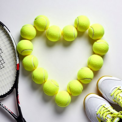 Tennis Balls Heart with Racket Sneakers