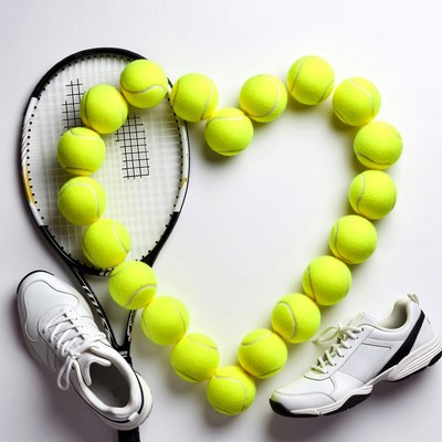 Tennis Balls Heart with Racket