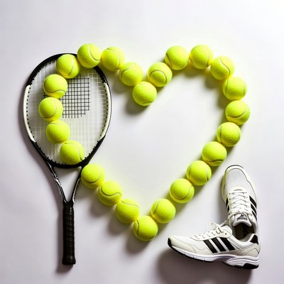 Tennis Balls Heart with Racket Shoes