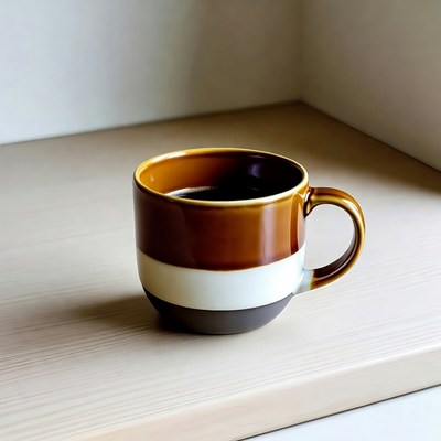 Striped Ceramic Mug with Coffee