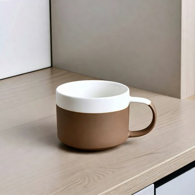 Brown and White Ceramic Mug