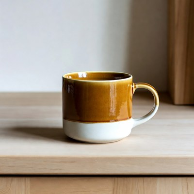 Brown and white ceramic mug