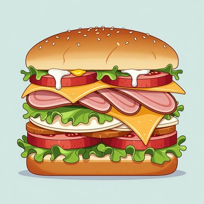 Stacked Cheeseburger Illustration
