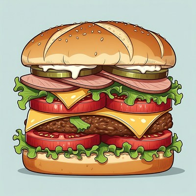 Stacked Cheeseburger Illustration