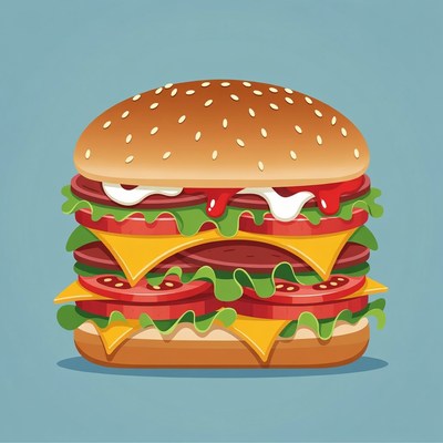 Stacked Cheeseburger Illustration