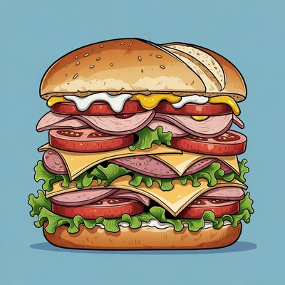 Stacked Burger Illustration