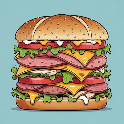 Stacked Burger Illustration