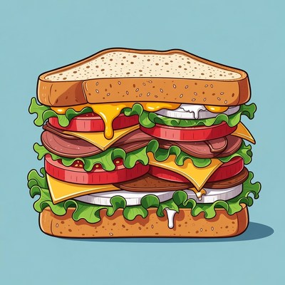 Stacked Cheeseburger Illustration