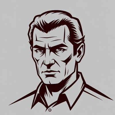 Intense man in shirt illustration