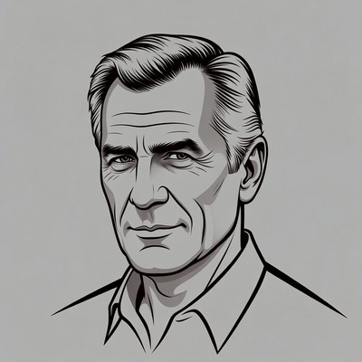 Line art portrait of mature man