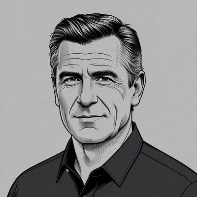 Handsome older man portrait illustration