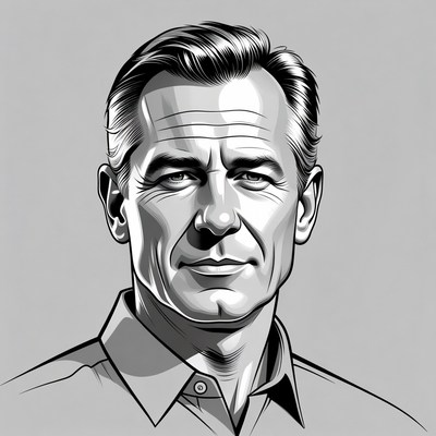 Mature man in grayscale portrait