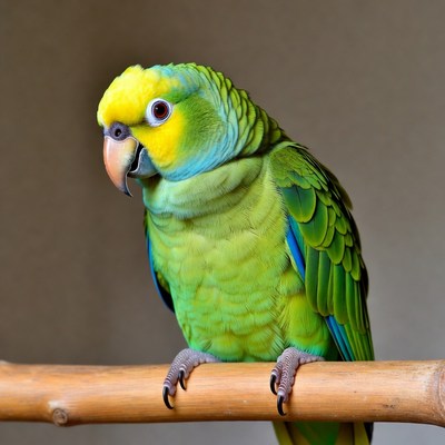 Yellow-crowned Amazon Parrot on perch