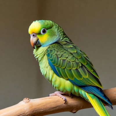 Green Quaker Parrot on Perch