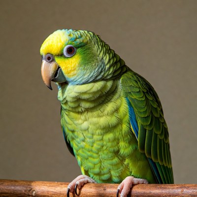 Yellow-crowned Amazon Parrot on perch