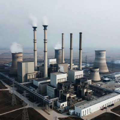 Aerial View of Industrial Power Plant