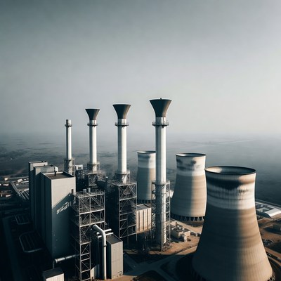 Cooling Towers at Industrial Power Plant