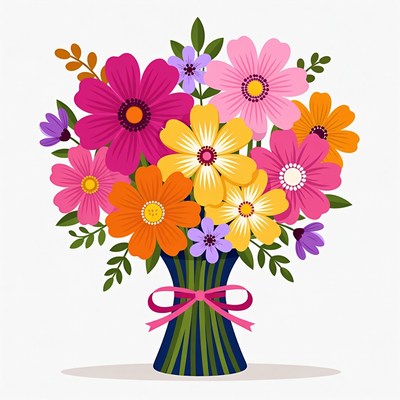 Colorful Flower Bouquet in Vase