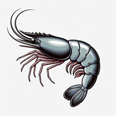 Illustrated Shrimp on White Background