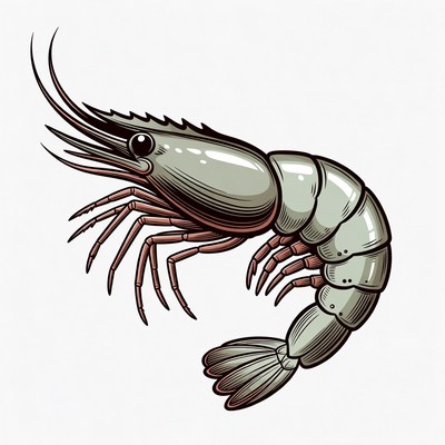 Detailed Shrimp Illustration