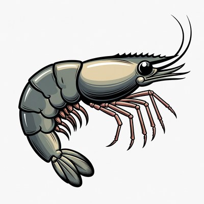 Cartoon Shrimp on White Background