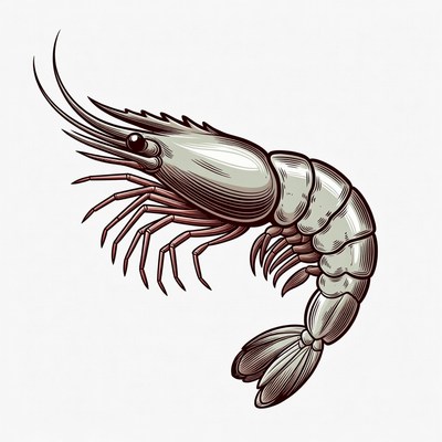 Detailed Shrimp Illustration