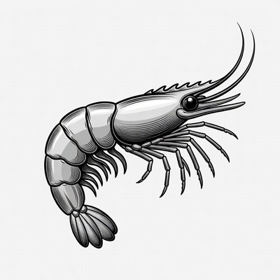 Line Art Shrimp Illustration