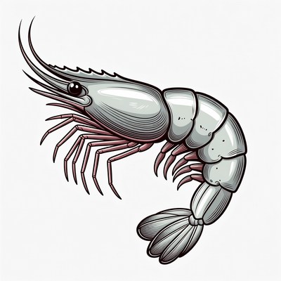Detailed shrimp illustration