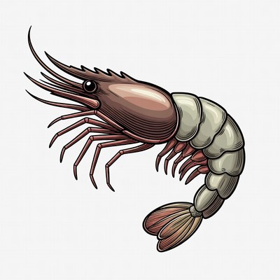 Detailed prawn illustration