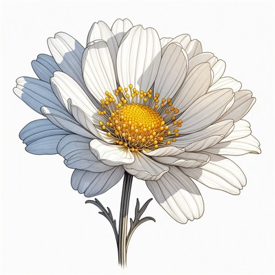White Daisy Flower with Yellow Center
