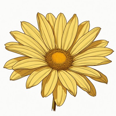 Yellow Daisy Flower Illustration