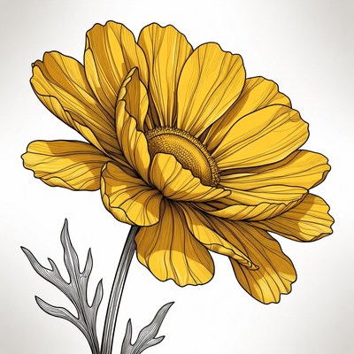 Yellow Chrysanthemum Flower Illustration