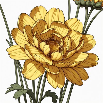 Yellow Chrysanthemum Flower Illustration