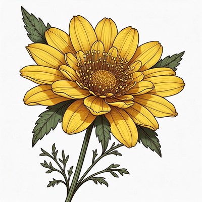 Yellow Daisy Flower Illustration