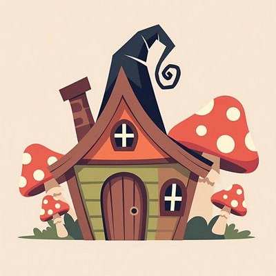 Mushroom House with Spotted Mushrooms