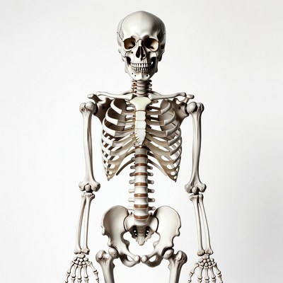 Human skeleton standing front view