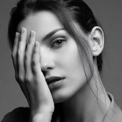 Woman covering face with hand