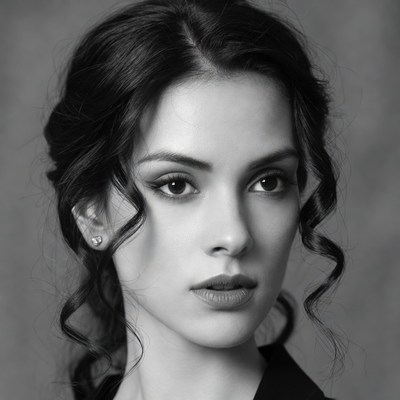 Beautiful woman with black updo hairstyle