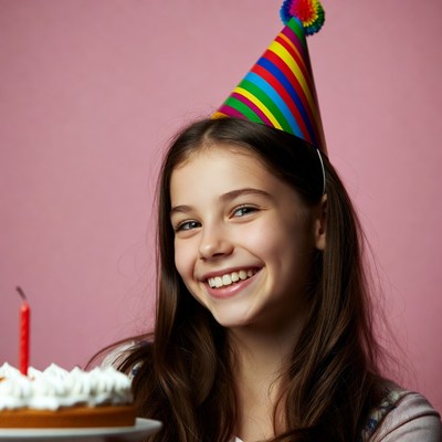 Girl holding birthday cake