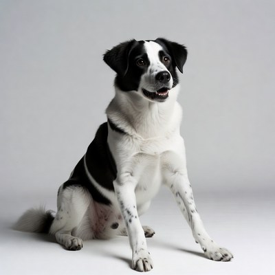 Black and white dog sitting