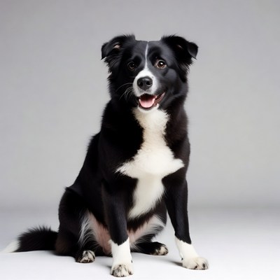 Black and white Border Collie sitting