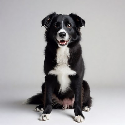 Black and white Border Collie sitting