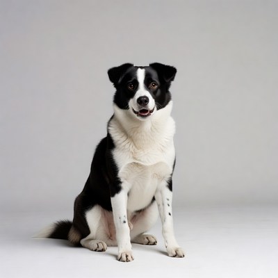 Black and white Border Collie sitting