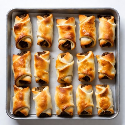 Baked Rolled Pastries on Tray