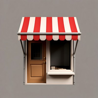 Small shop with red awning