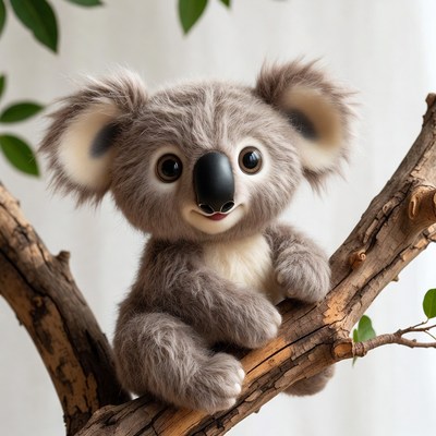 Cute Koala on Tree Branch