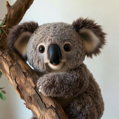 Cute Koala Clinging to Branch