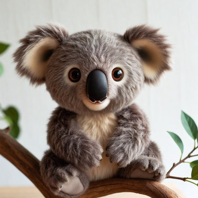 Cute Koala Plush Toy on Branch