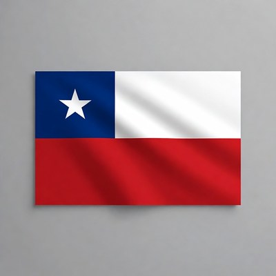 Chilean Flag on Gray Background