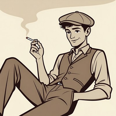 Man smoking cigarette in flat cap